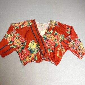 Flying Tomato Orange Floral Hawaiian Crop Top NWT